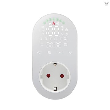 LED溫控插頭16A養殖孵化恆溫插座節能定時插座  觸摸屏 歐規  白色