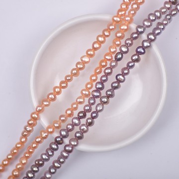 宏雲Hongyun-DB珍珠-上層品質強光飽滿4-5mm巴洛克異形不規則天然兩面光淡水珍珠項鍊