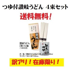 訳アリ つゆ付讃岐 うどん 4束セット ざるうどん 冷やしうどん 干しうどん さぬき 保存食 夜食 ポスト投函 わけあり 訳有 ストック 非常