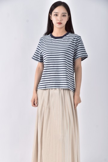 (M) nothing written韓牌棉質純棉條紋藍色短袖上衣