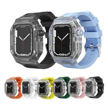 【台灣出貨】改裝錶帶 透明錶殼 適用 APPLE WATCH S11 10 9 8 RM改裝錶帶套裝 錶帶 錶殼46mm