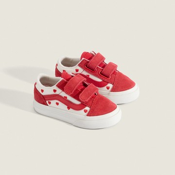 Old Skool V 小童款紅色/白色滑板鞋