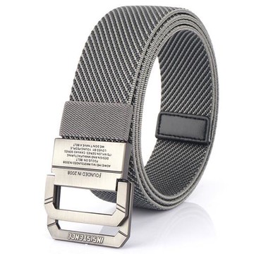 雙環扣松緊彈力帆布腰帶男士休閑編織皮帶學生無孔百搭潮流褲腰帶