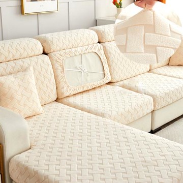 2025彈力松緊沙發套罩笠全包萬能靠背頭枕奶油色現代輕奢高端坐墊