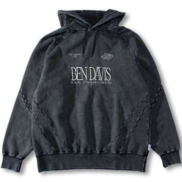 BEN DAVIS 25380018-01 PANELED & FADED HOODIE 帽T (水洗黑色)