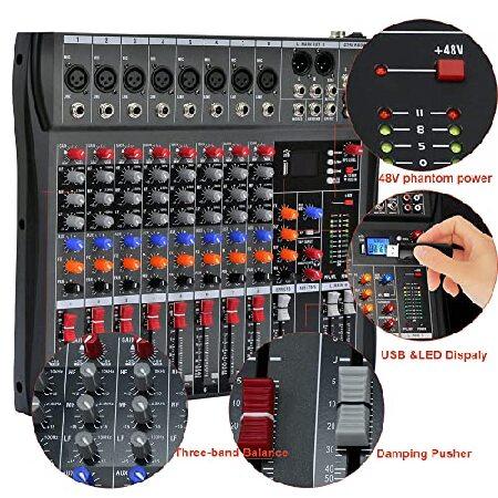 Professional Sound Board Console System 8-Channel Sound Mixing Board USB Pro Studio DJ Sound Controller Voice Mixing Sound Mixing Console Music Record