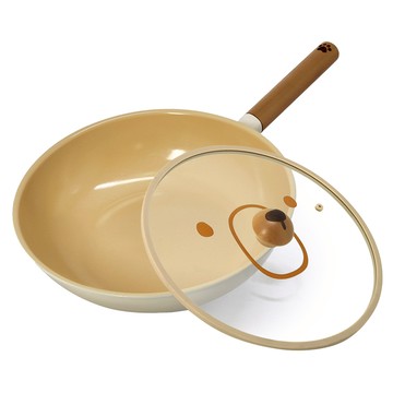 cuoco 小熊炒鍋組 IH 含蓋  炒鍋  暖白色  1組