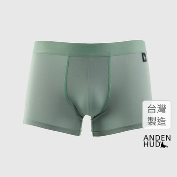 【Anden Hud】男款_吸濕排汗機能系列．短版腰帶平口內褲(灰霧綠-海狗夾標) 台灣製