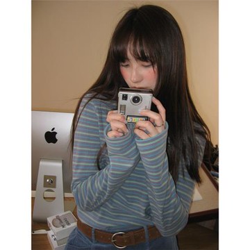 POXFFEE/雙面德絨打底衫女秋冬內搭可外穿長袖t恤上衣辣妹打底衣