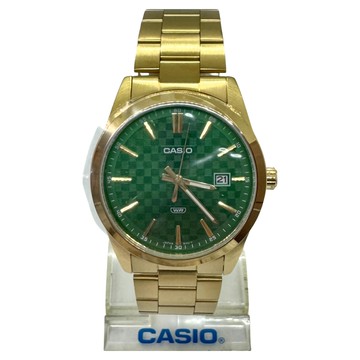 CASIO 卡西歐 金色格紋指針錶 MTP-VD03G-3A  金色