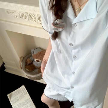 簡約睡衣 夏季云朵棉短袖短褲套裝 少女宿舍學生家居服 睡衣兩件套 居家服 女裝 短袖 短褲
