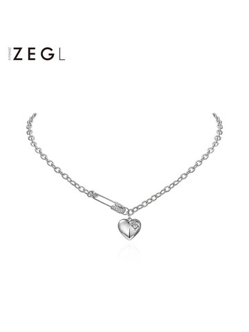 ZEGL愛心回形針項鏈女ins冷淡風輕奢小眾甜酷心形鎖骨毛衣鏈配飾