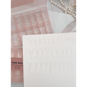 pinkmolly美甲月牙半貼淺貼c弧自然無痕透明指甲延長假指甲貼片