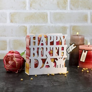 【OPUS東齊金工】生日快樂Love收納架(白)/歐式鐵藝餐巾座LEhb28W