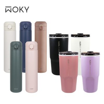 【WOKY 沃廚】彈蓋保溫瓶600ml+真陶瓷激凍杯800ml