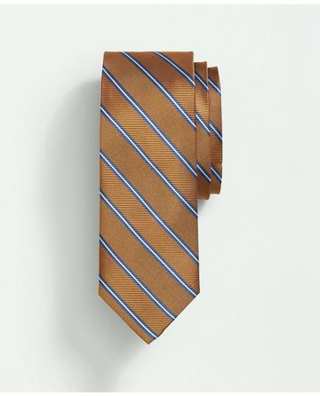 Brooks Brothers Men's Silk Rep Striped Tie | Gold/Blue | Size Regular