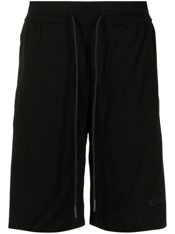 Iceberg - drawstring-waist track shorts - men - Cotton/Polyamide/Elastane - S - Black