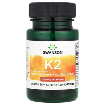 Swanson Vitamins, 天然維生素 K2，100 微克，30 粒軟凝膠