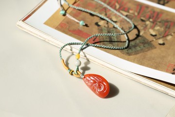 【鳳凰】吊墜項鏈/天然南紅瑪瑙/原創手工|吊飾|掛件|生日禮物