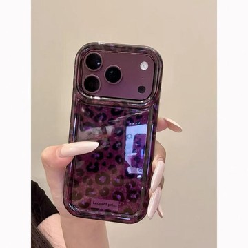 韓系勃艮第紅復古風豹紋適用iPhone18promax蘋果17手機殼16pro爆