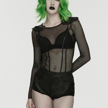 龐克海怪拼接網格蛇紋低腰熱褲