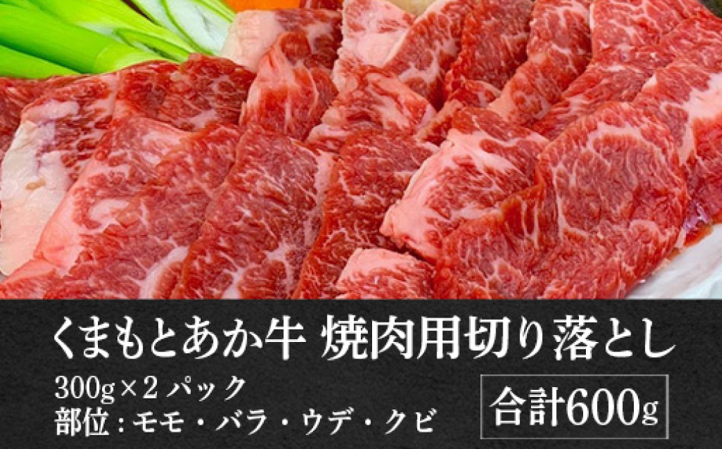 GI認証取得 くまもとあか牛 焼き肉用切り落とし 合計600g