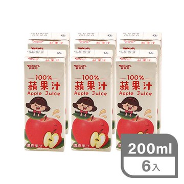 養樂多100%蘋果汁200ml*6入