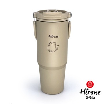 加購價⌠日本Hirone⌡－316不鏽鋼手提雙飲保溫杯 - 奶茶