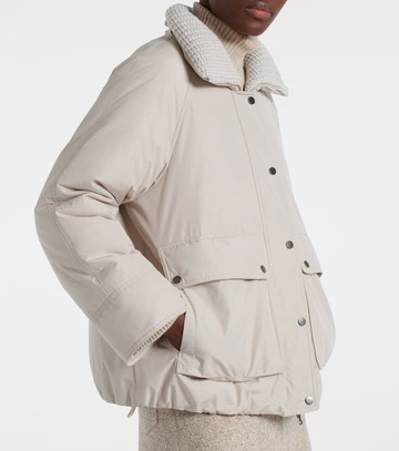 Brunello Cucinelli Shearling-trimmed taffeta down jacket