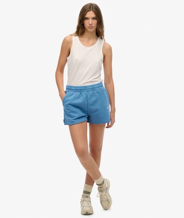 Superdry Women's Essential Logo Garment Dye Shorts Blue Size: 12