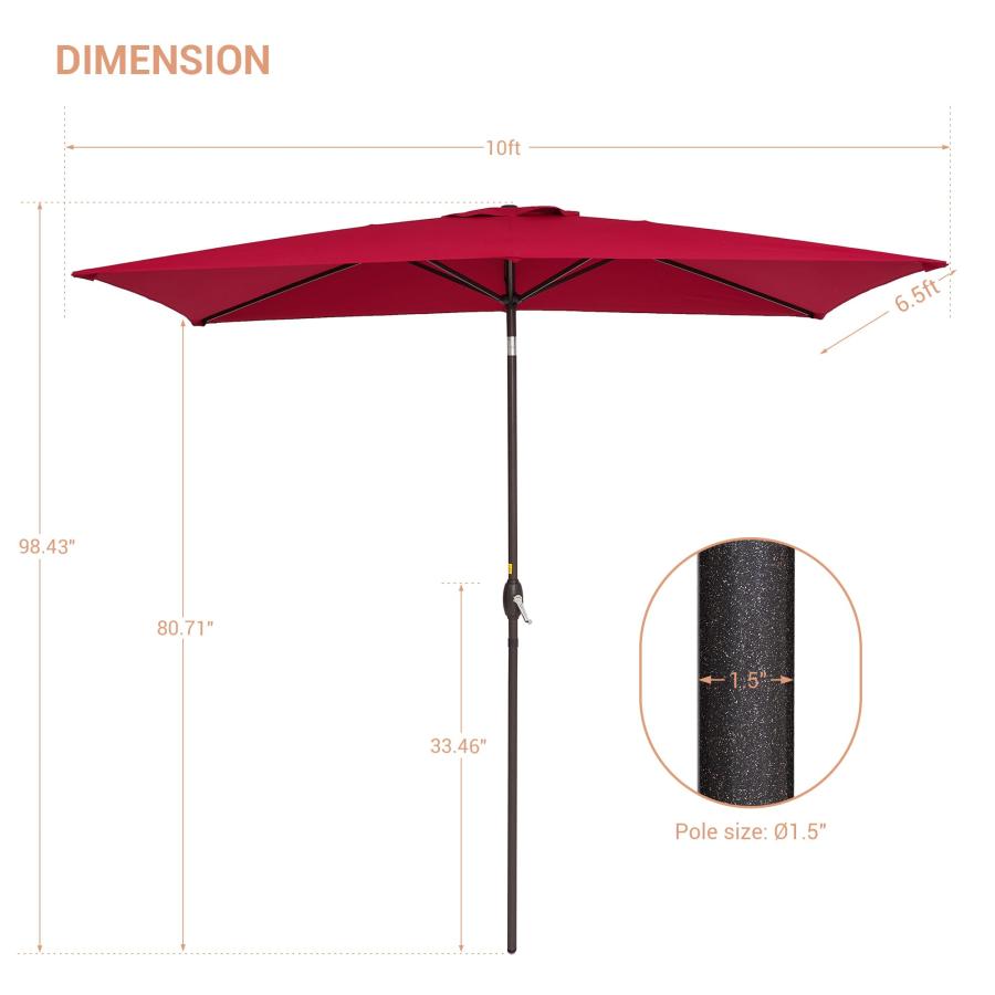 SANLUCE 10 x 6.5ft Market Table Aluminum Umbrella Rectangular Patio Umbrella Featuring Tilt, Crank, and Waterproof Sunshade Canopy