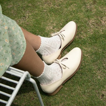 蝴蝶結鏤空繫帶女鞋/米色/277RC楦