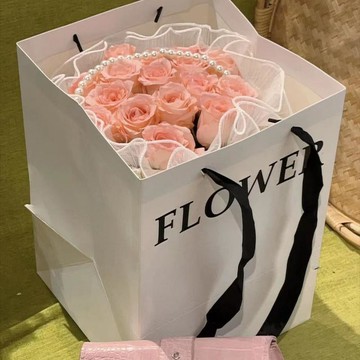❀【花中世界】❀方形FLOWER手提袋禮品袋批發資材正方形手提袋花束簡約
