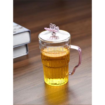 北大史女士馬克杯家用帶蓋大容量帶把玻璃杯牛奶杯果汁杯辦公水杯