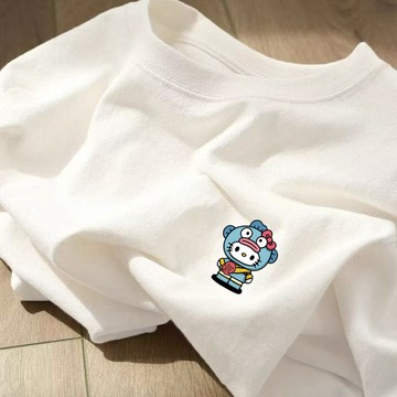 凱蒂貓漢頓t恤 hangyodon 純棉短袖 醜魚 百搭短袖 韓版寬鬆顯瘦 休閒短袖 白色T恤 可愛t 人魚衣服