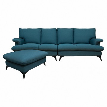 ASSARI-諾爾L型涼感紗貓抓布沙發寶石藍