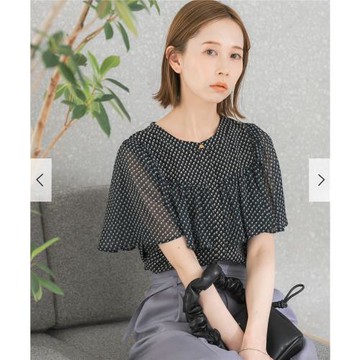 日本外貿貴牌rosso波點荷葉袖襯衣雪紡淑女通勤百搭款短袖顯瘦