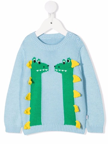 Stella McCartney Kids - intarsia-knit chunky jumper - kids - Wool/Sustainable Cotton - 9 mth - Blue