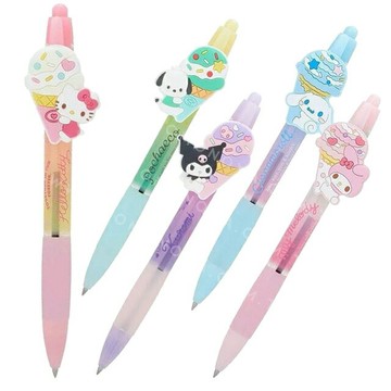 小禮堂 Sanrio 三麗鷗 造型黑色原子筆 0.5mm (冰淇淋款) Kitty 酷洛米 大耳狗 美樂蒂