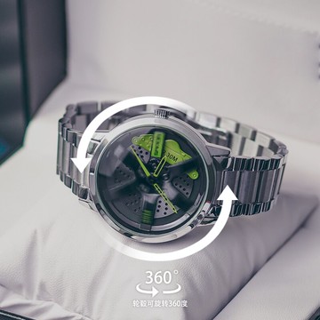 新款歐美網紅石英男士休閑個性鏤空表盤車輪設計手表防水潮流