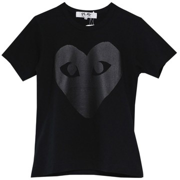 COMME des GARCONS 川久保玲日本製PLAY正反雙面大愛心圖騰女款圓領T恤(黑/AZ-T189)