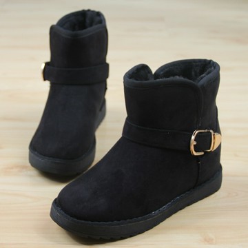 冬季人本女式雪地棉靴女 高幫內增高一腳蹬絨面加厚保暖女棉鞋833