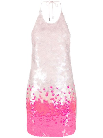David Koma - sequin-embellished halterneck dress - women - Acetate/Viscose/Elastane/Viscose/Polyester - 8 - Pink