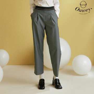 OUWEY歐薇 俐落打摺全長西裝寬褲(灰色；S-L)3233396717