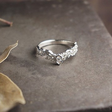 莫桑石白色海藻戒指