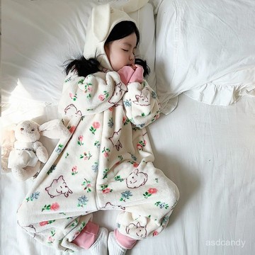 【臺灣-出貨】男女寶寶睡袋法蘭絨秋冬季加絨加厚分腿兒童防踢被家居服睡袋