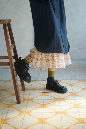 設計手作-春神來了粉膚碎花清透雪紡長裙