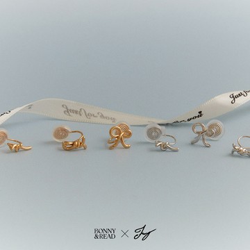 【BONNY&READ飾品】[郁欣設計款] 經典流線繩結夾式耳環組 / 2色 | 蝴蝶結 紐結 夾式耳環 耳夾 聯名款
