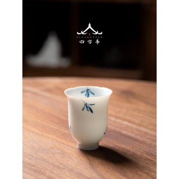 純手繪蘭花品茗杯單杯陶瓷家用茶杯薄胎主人杯功夫茶具聞香杯茶盞