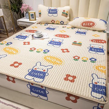 乳膠冰絲床笠款涼席三件套單件夾棉床罩可水洗折疊空調軟席1.8m床